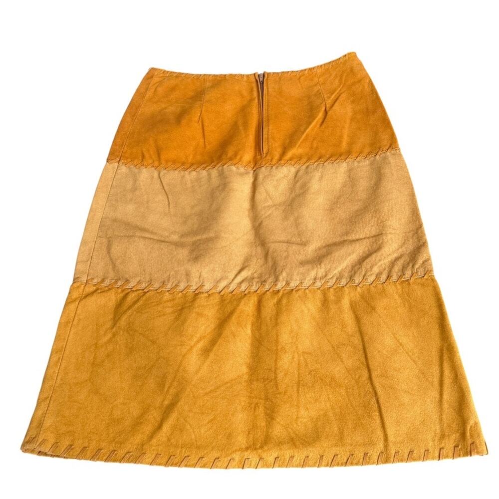 Conbipel Skirt Womens Size 8 Orange Suede Colorblock Patchwork Boho 1990s Y2K
